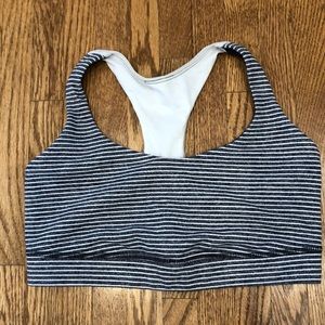 Lululemon 50 Rep Bra Heather grey & white stripe